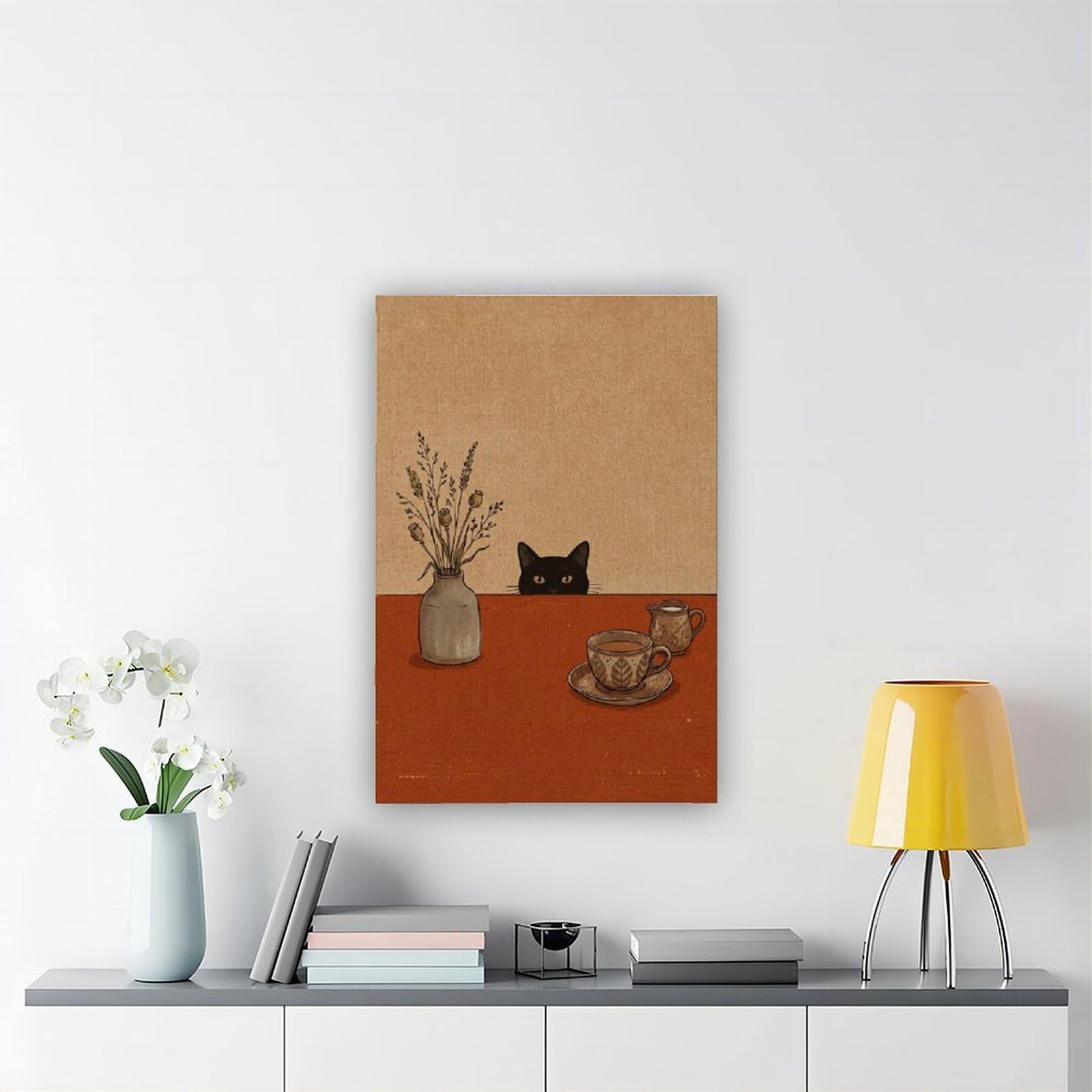 Sneaky Black Cat – accogliente decorazione per cucina a tema caffè poster decorazione camera da letto paesaggio ufficio camera da letto decorazione regalo 61 cm L x 91,4 cm W