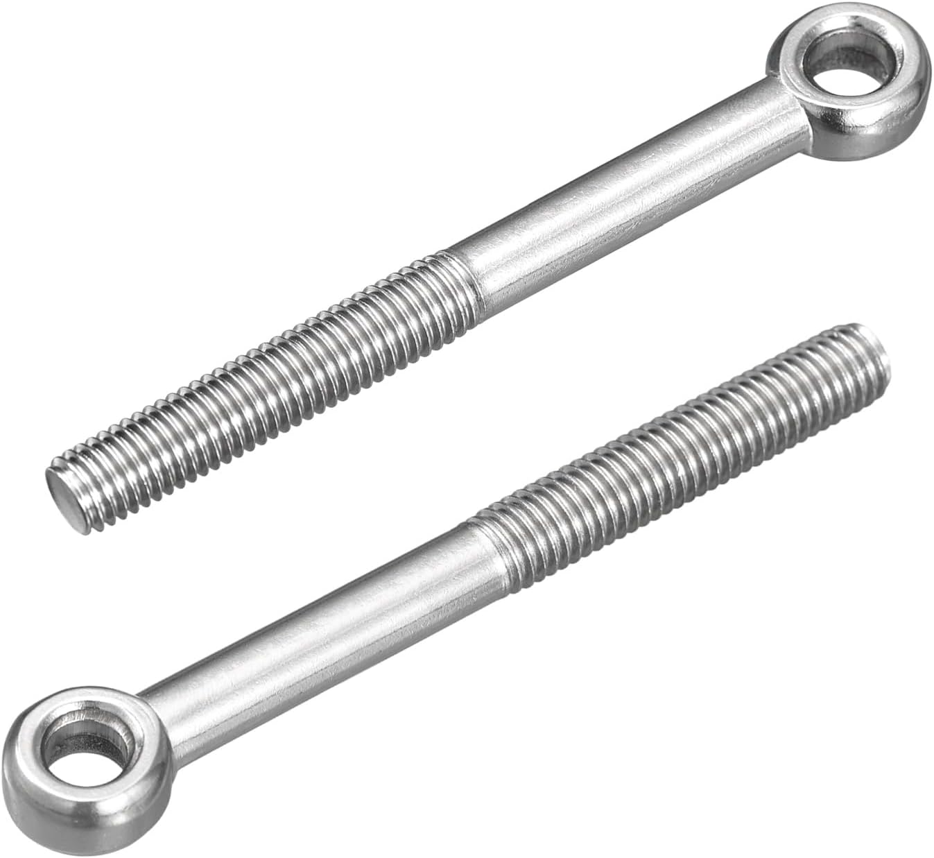 sourcing map 4Pcs M10 x 100mm Lifting Eye Bolts, 304 Stainless Steel Machinery Shoulder Swing Bolt Lifting Ring Eyebolt for Pipeline Gate Valves, Building Steel Pipe Fasteners, Silver