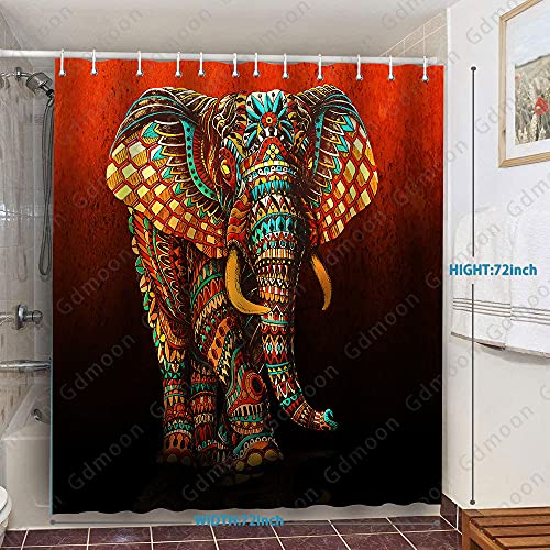 Gdmoon Mandala Elephant Shower Curtain Paisley Floral Brown Vibrant Colors Vintage Ethnic Tribal African Wildlife Bohemian Indian Animal Bathroom Shower Curtains Set With12 Hooks 72X72In Ylwhgd548 #TOP1