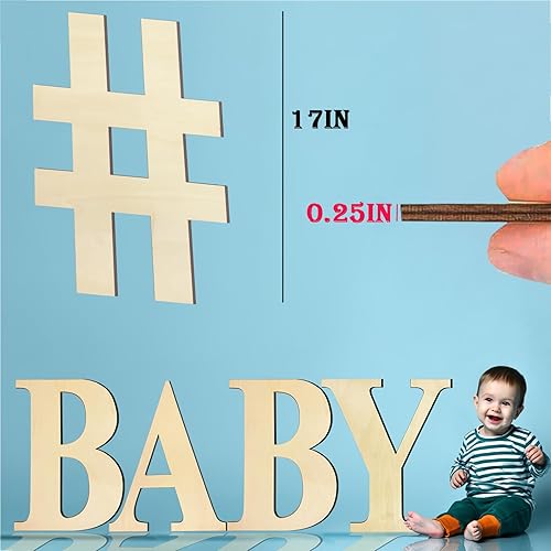 Miniatura 9 de Números de madera grandes de 17 pulgadas, número de madera, número de madera en blanco, tablero de letreros de madera, números de madera para