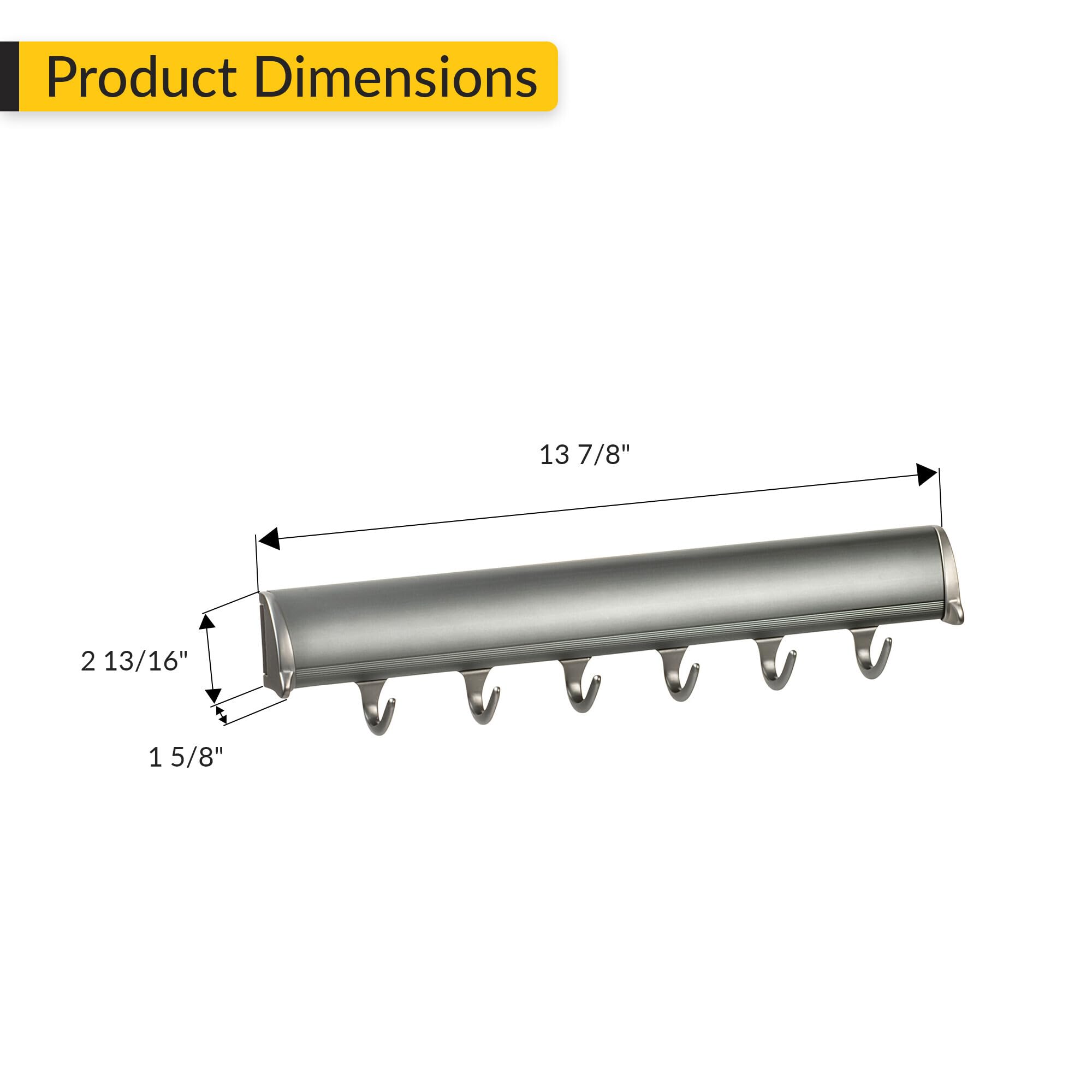 Brixwell QIL2-003 Belt Rack, 6 Hook with Full Extension Slide Slate Finish