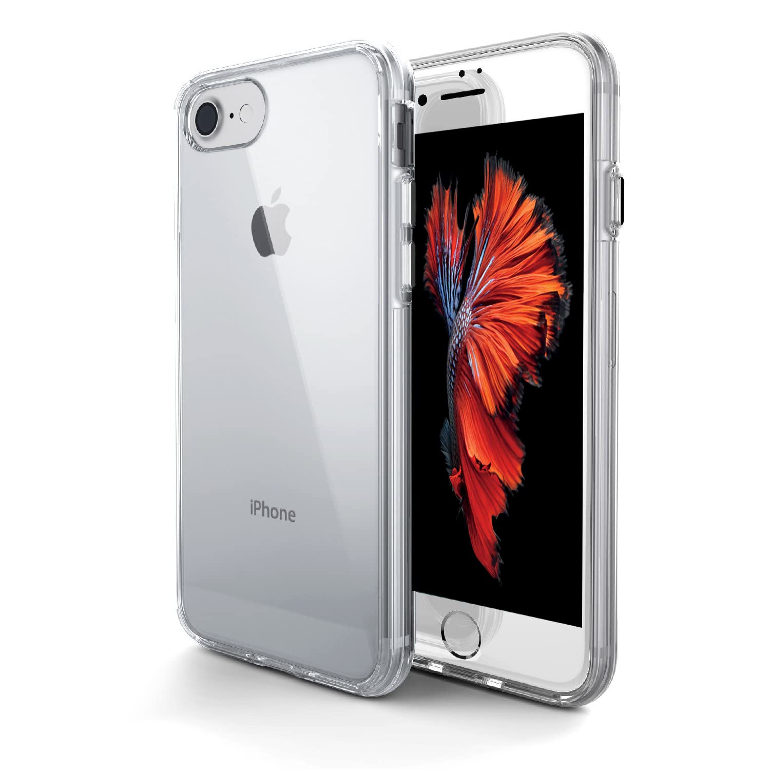 Zeox iPhone SE 2022 Phone Case, iPhone SE 2020 Case, Heavy Duty Full Body Shockproof Hybrid Hard PC Soft Rubber Bumper Drop Protective Girls Women 4.7 SE Cover, Versai Clear