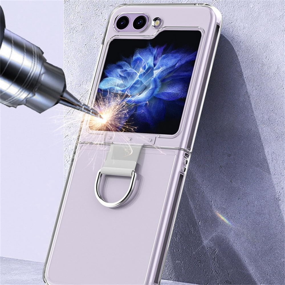 EKSED Custodia Pieghevole per Samsung Galaxy Z Flip 5 5G con Anello Cover Rigida Trasparente per paraurti Protettivo Z Flip 5