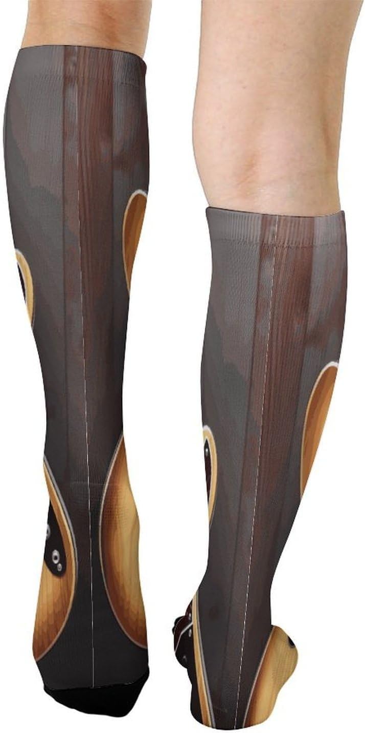 Guitar Musical Instrument Knee High Soccer Socks Moisture Wicking