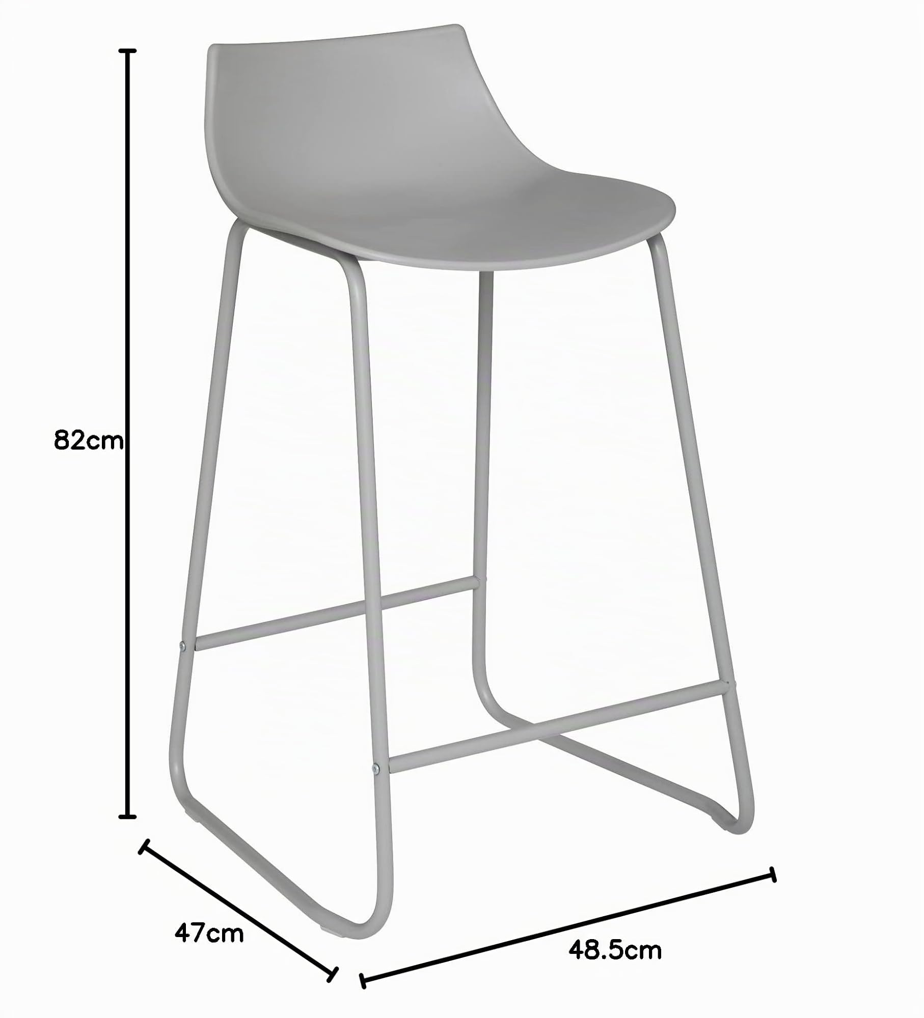 Atmosphera - Sgabello da bar Otac grigio - Altezza 82 cm, Seduta 66 cm - Gambe in metallo, poggiapiedi - Per cucina, isola centrale