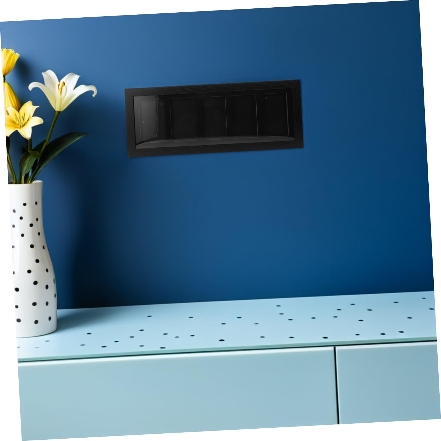 Card Display Box con 5 Scomparti, Cornice per Carte Collezionabili, Fibra di Legno Nero, Soluzione Salvaspazio per Card Display Wall