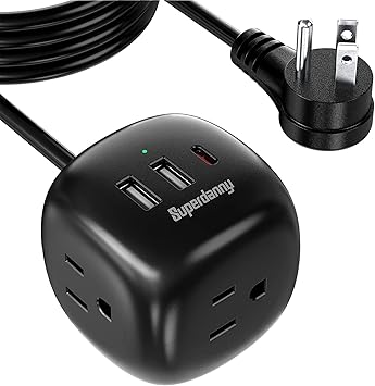 SUPERDANNY USB Power Strip with PD, Black