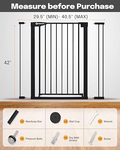 Miniatura 5 de Puerta extra alta de 42 pulgadas para puertas de escaleras, se adapta a aberturas de 29.5 a 40.5 pulgadas de ancho, puerta extra ancha para bebés y