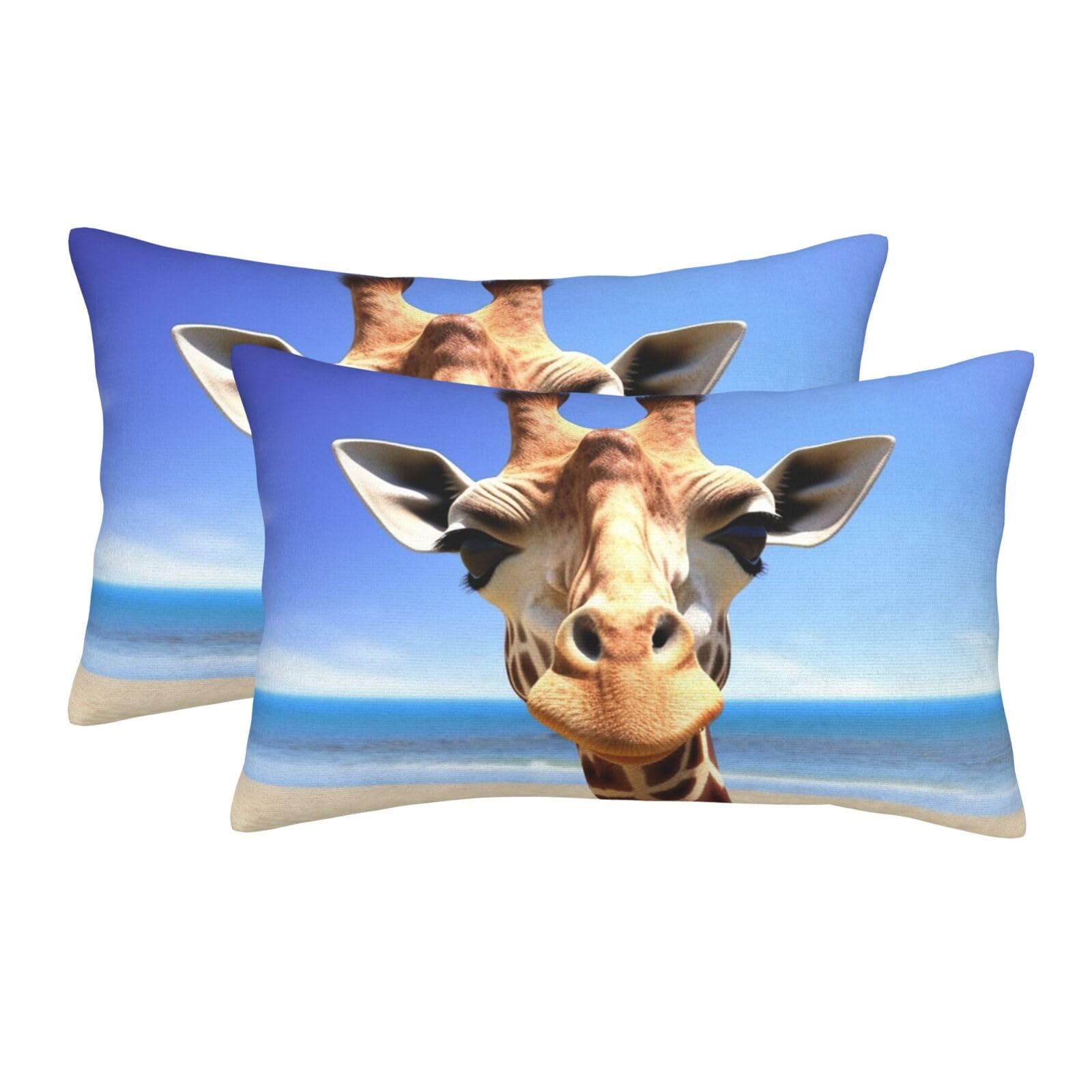 2 Pack Pillow Cases with Hidden Zipper, Soft Breathable Pillow Covers for Hair and Skin, Beach Giraffe Pillowcases 20"x30" Bed Pillow Protectors Cover for Sleeping Gifts