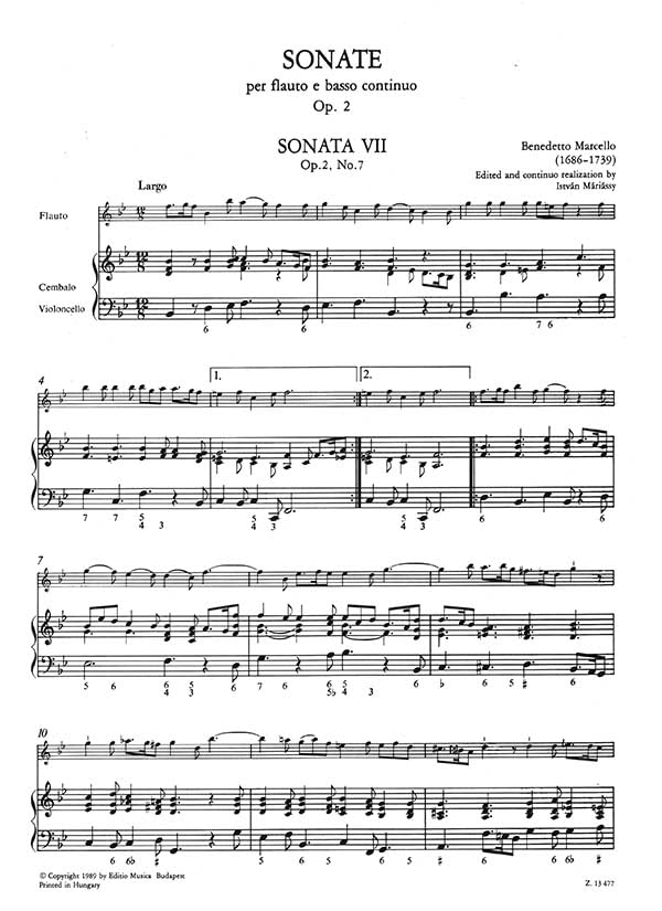 12 sonates op. 2 flauto e basso continuo Urtext partition flûte traversière