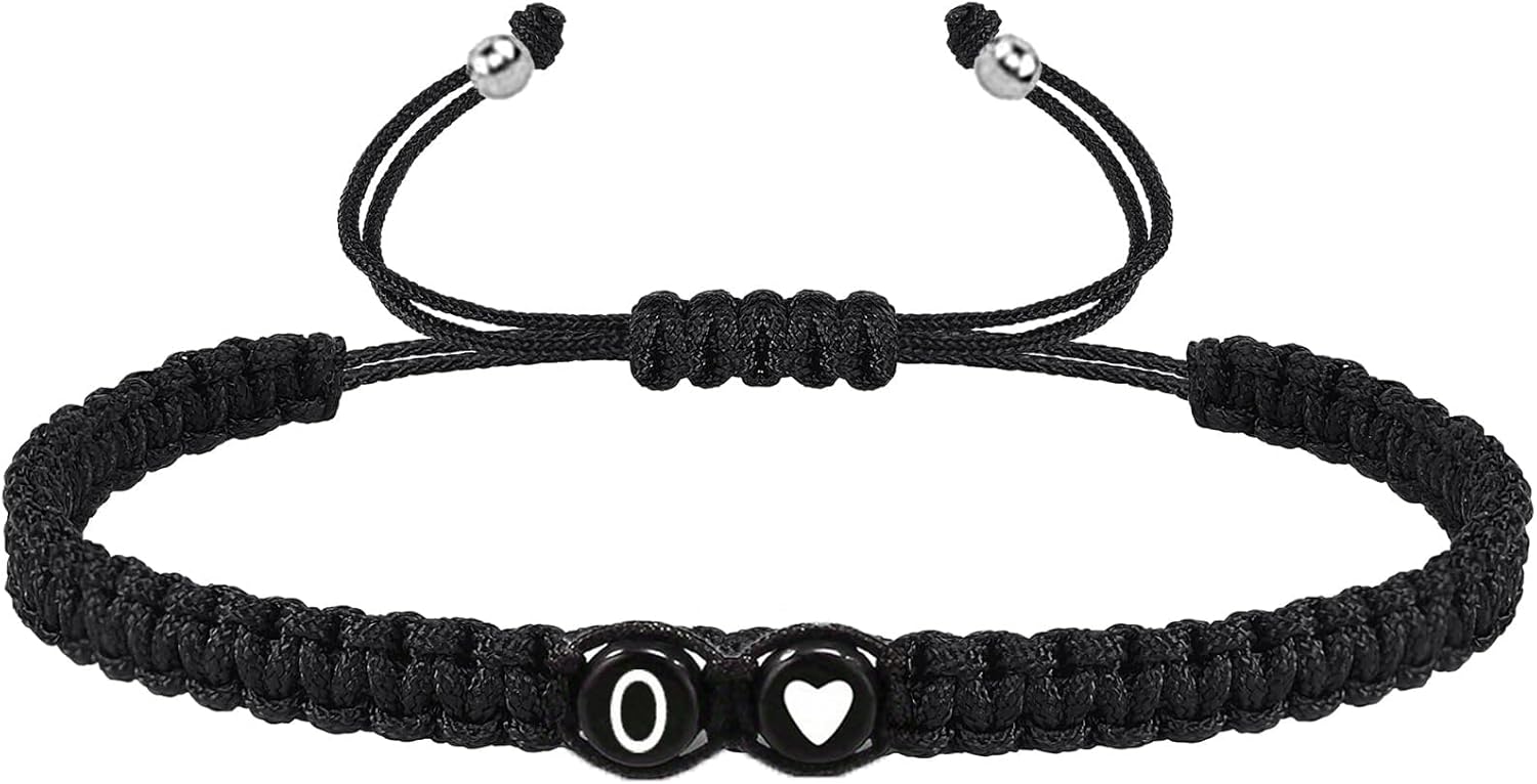 COLORFUL BLING Initial Bracelet for Women Gifts Handmade Rope Braided 26 Alphabet Letter Heart Sister Daughter Mom Mother's Day Friendship Wristband Jewelry