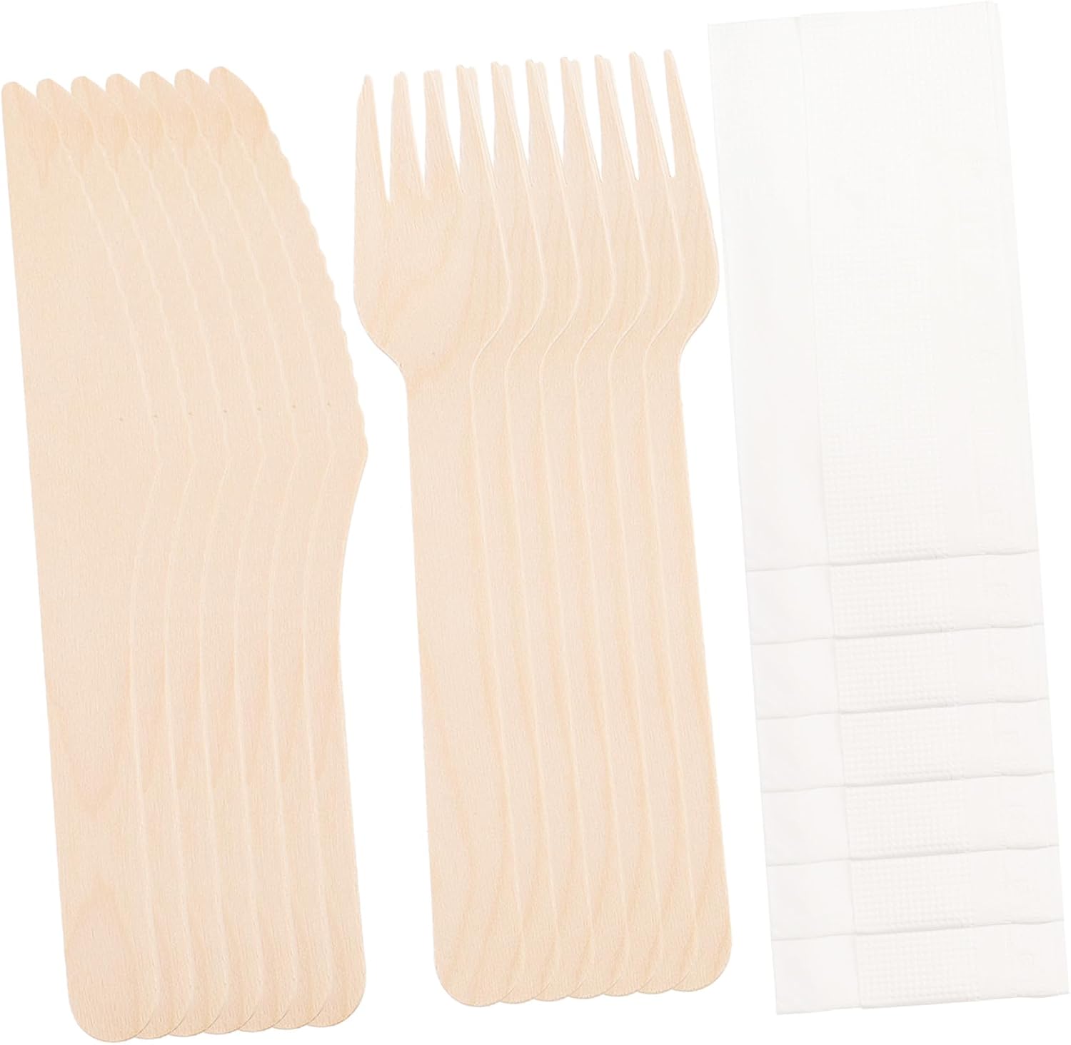 Disposable Wooden Cutlery Set 12 Sets, Fork Spoon Knife Trio, Western Food Flatware Kit for Home, Hotel, Catering, Biodegradable Tableware Supplies