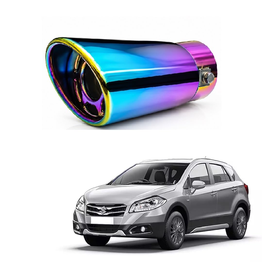Car Rainbow Iridescent Car Exhaust Tip Show pipe Muffler End Pipe Compatible with Maruti Suzuki S-Cross Type-1-image-38