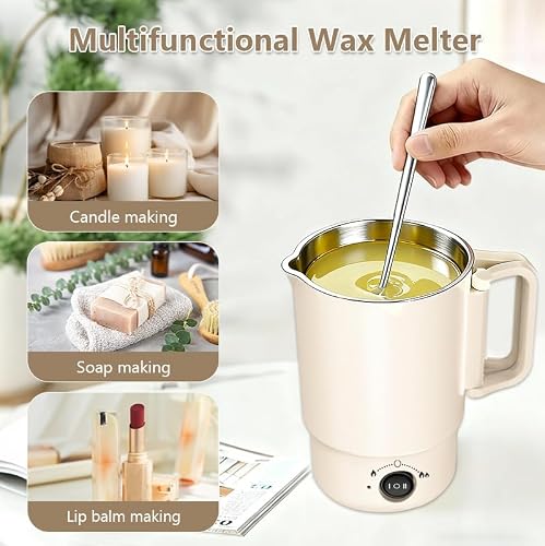 didforu Electric Wax Melting Pot Kit with Thermometer, 800ML Wax Melter for Candle Making, Adjustable Temperature Wax Warmer with Spout, DIY Candle Making Supplies for Beginners & Professionals - Thumbnail 6