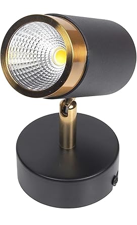 Sirius Modern Aluminium Antiglare Diffuser LED Wall/Ceiling Spot/Surface Light with Adjustable Head - Warm White (Black Gold)(9 Watts)