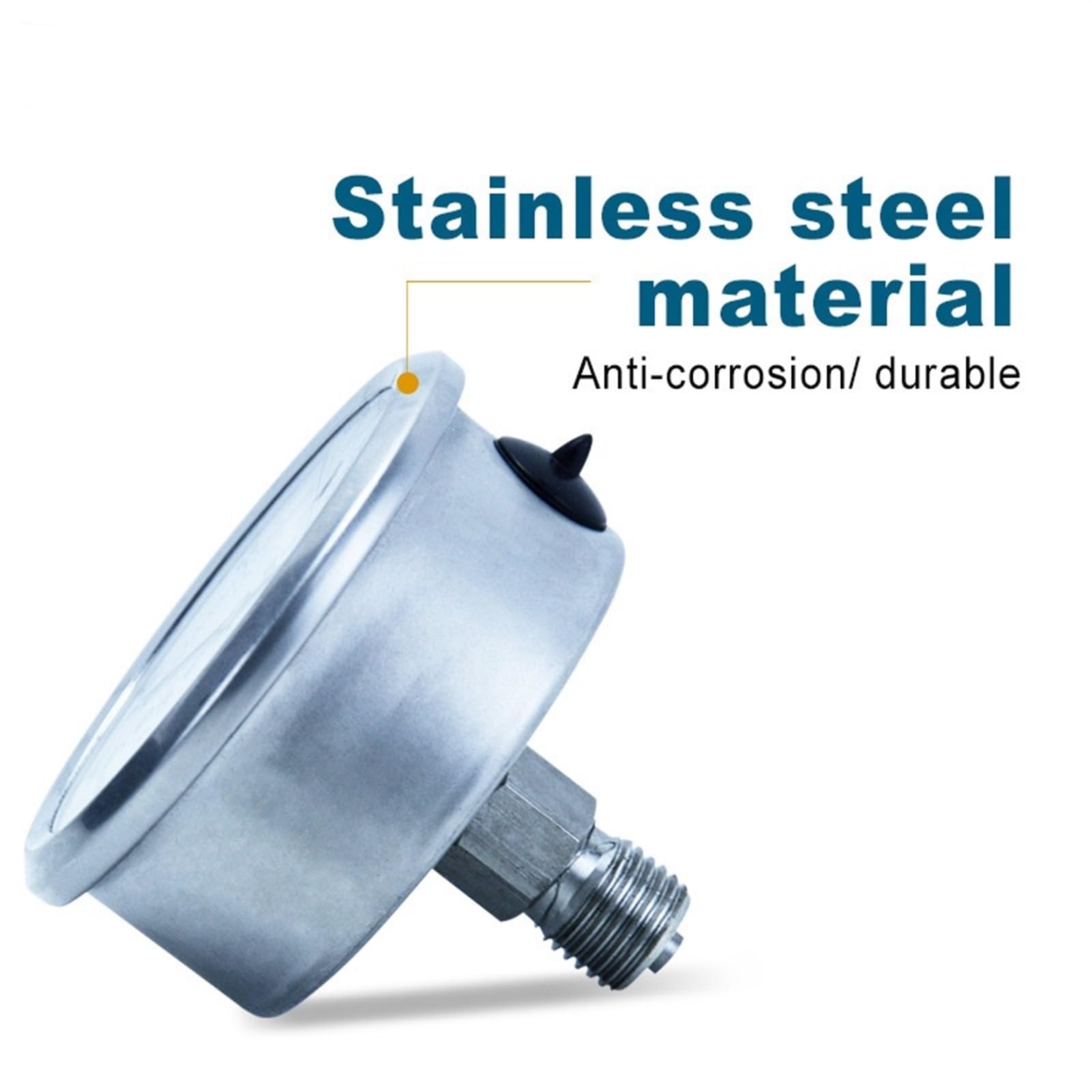 Manómetro hidráulico de Acero Inoxidable de 100 mm para Aceite de glicerina, 0-60 MPa, antivibración, para Aire y Agua, G1/4 G1/2 (Color: Media rosca-01, tamaño: 0-0,6 MPa)