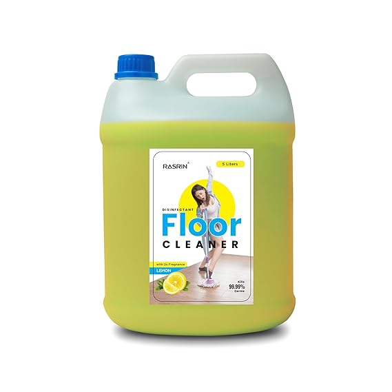 Rasrin Floor Cleaner/Disinfectant Floor Cleaner/Floor Cleaner Liquid/Eco-friendly Floor Cleaner with Power of Rose Extract (Lime, 5 LT)