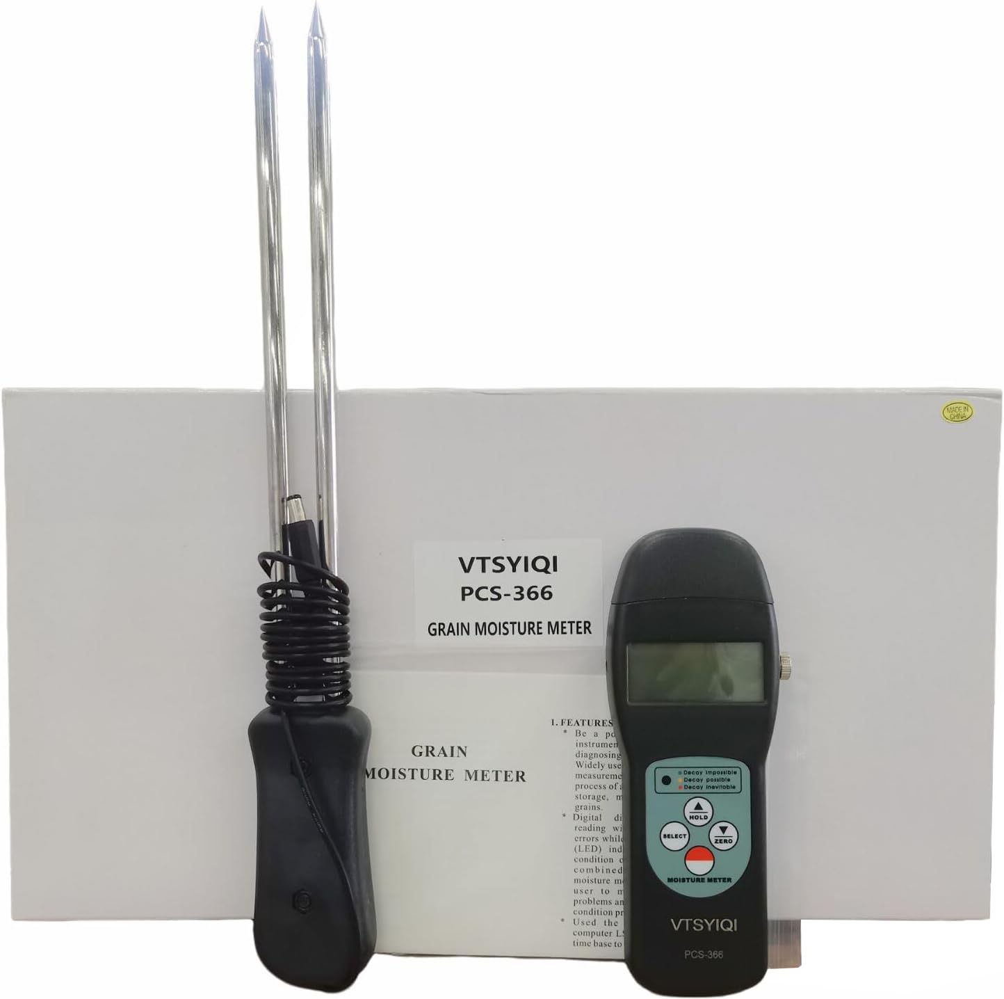 Multifunctional Moisture Meter for 36 Grains with Range 7~30% and 0.1 Resolution for Deep Testing in Grain Silos and Storage Bins