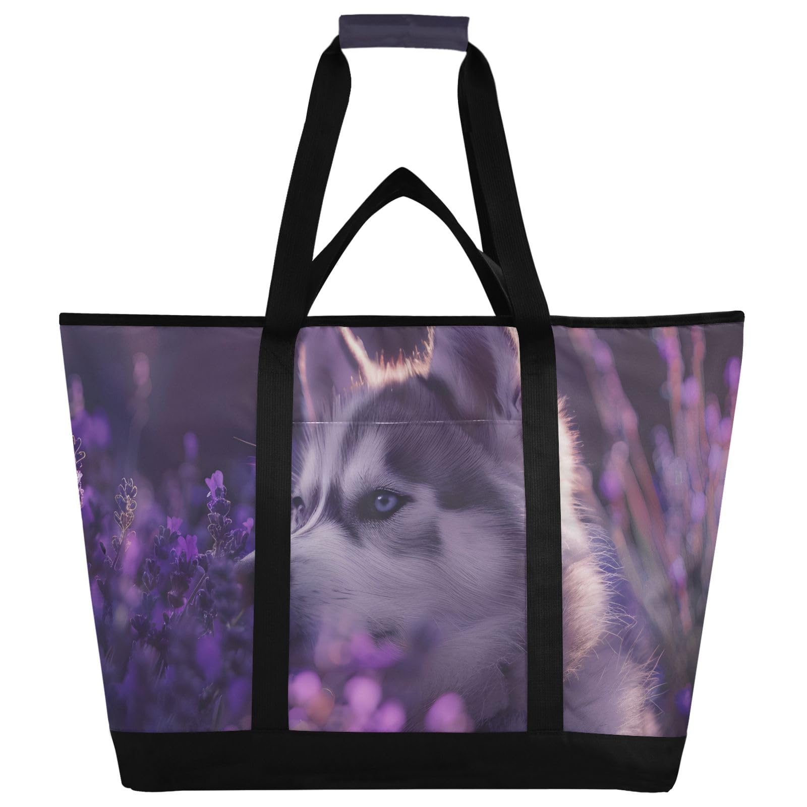 Husky - Bolsa térmica aislada, bolsas de compras reutilizables con cremallera, bolsa térmica grande portátil para viajes o camping