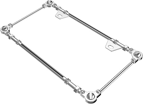 Miniatura 5 de Creathome Marcos de matrícula del cromo 3D, metal puro de la aleación del cinc con el modelo del tornillo