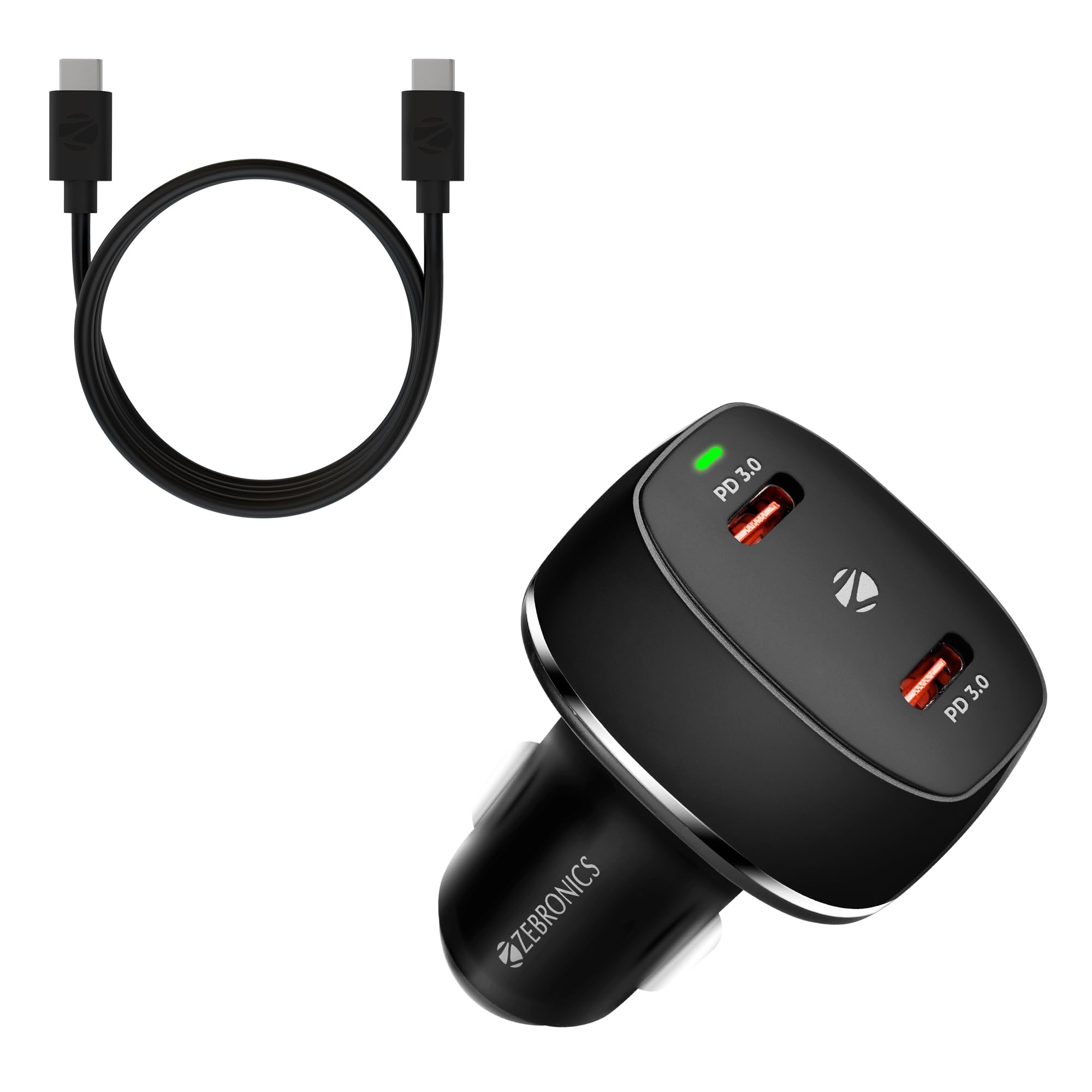 Zebronics 60W Car Charger with Dual Type-C PD Output (30W+30W), Compact Design, PPS Tech, Over Current & Short Circuit Protection, LED Indicator, Rapid Charging, Type-C 60W Cable (CC60)-image-31