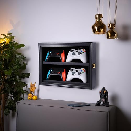 Miniatura 6 de COMSRV - Estuche de exhibición para controlador de videojuegos de madera, soporte para controlador de videojuegos con cerradura para consola de