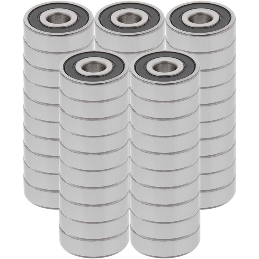 [8-Pack] 1604-2RS - Deep Groove Radial Ball Bearing 0.375 in x 0.875 in x 0.3437 in (ID x OD x Width) | 9.525 mm x 22.225 mm x 8.731 mm (ID x OD x Width) with Double Rubber Seal