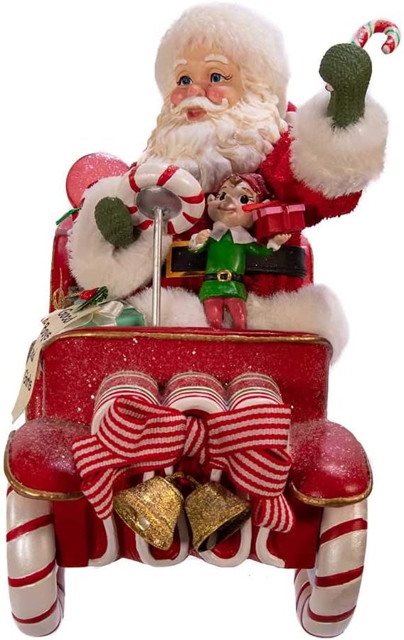 Kurt Adler 8.5-Inch Fabriché™ Musical Santa in Candy Car - Image 2