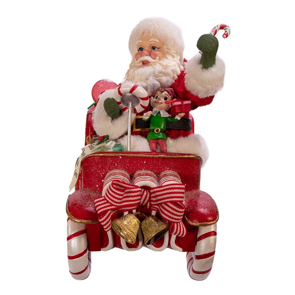 Kurt S. Adler Kurt Adler Fabriché Voiture de Bonbons musicaux Motif Père Noël, Multicolore 8,5 cm