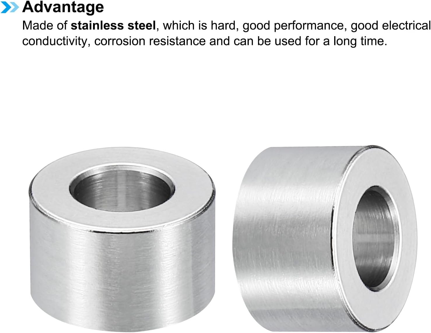 PATIKIL M8 Stainless Steel Spacers, 10Pcs Metal Spacer Stainless Steel 8.2mm ID x 16mm OD x 10mm L Stainless Steel Spacer Screw Standoff for 5/16" or M8 Screw