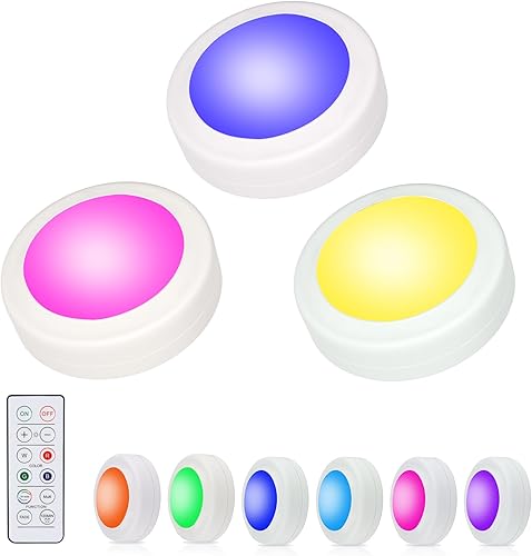 Luces de disco con control remoto, luces debajo del gabinete, luces a pilas con atenuador y regulador