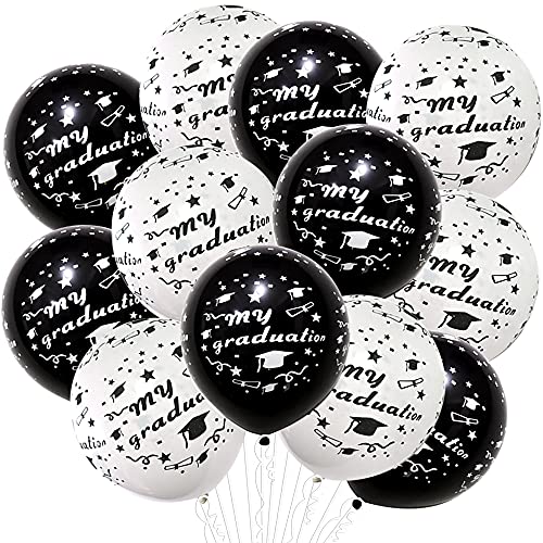 Black and White Graduation 2022 Balloons - Pack of 12 | My Graduation Balloons for Graduation Party Supplies | Graduation 2022 Decorations | Kindergarten Graduation Balloons for Grad Party Decorations