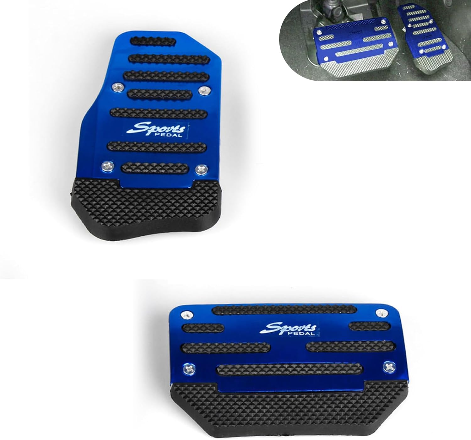 2 PCS Car Pedal Pads Set, Alloy Non-slip Accelerator Brake Pedal Covers, Automatic Sporty Decorative Accessories, Universal for Most Cars (Red)