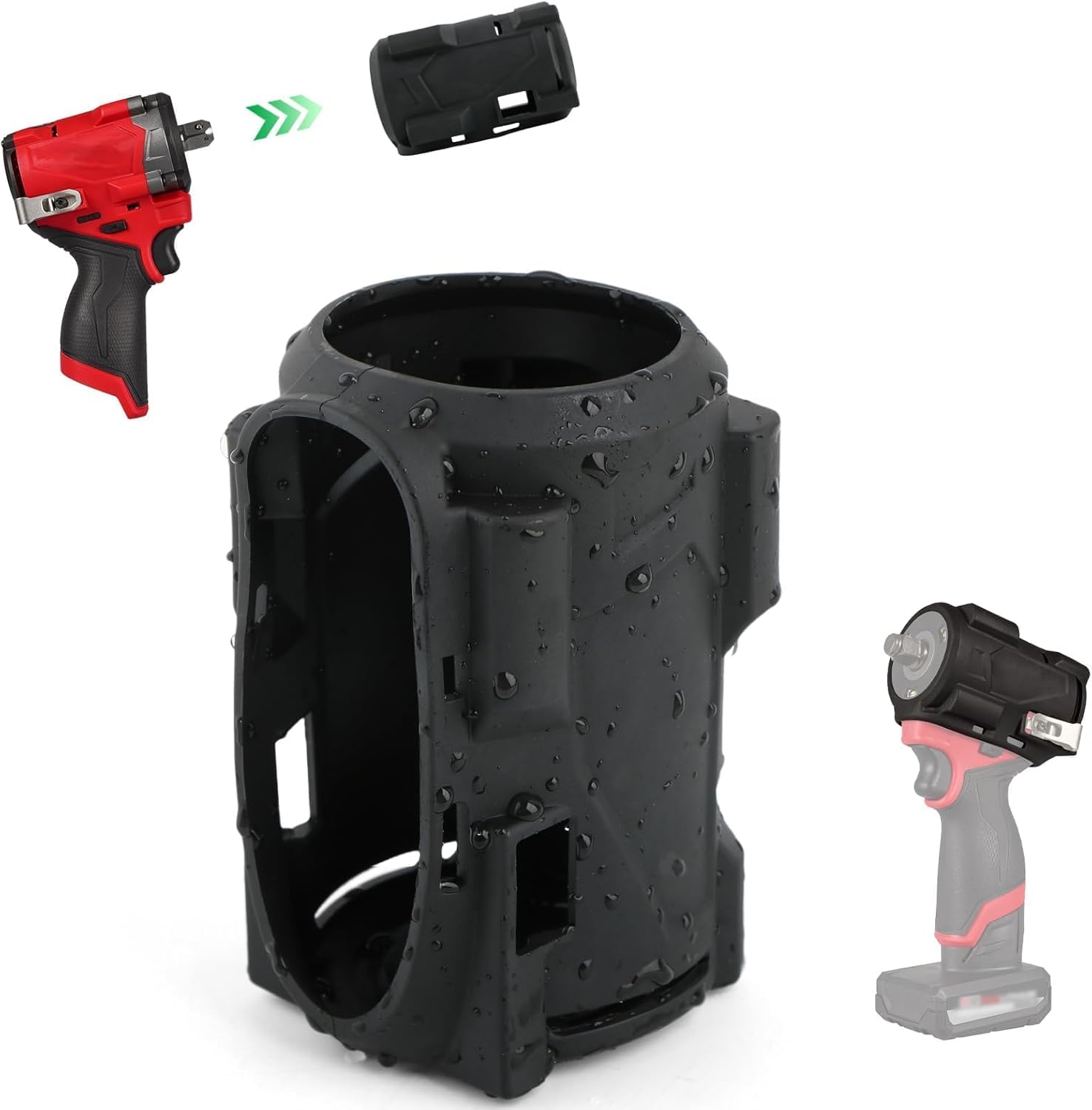 49-16-2563 Stubby Impact Driver Protective Boot for Milwaukee for M12 1/2 and 3/8 Impact Driver Protective Boot for 2562-20 2563-20 2563P-20 Wrench Black Accessories