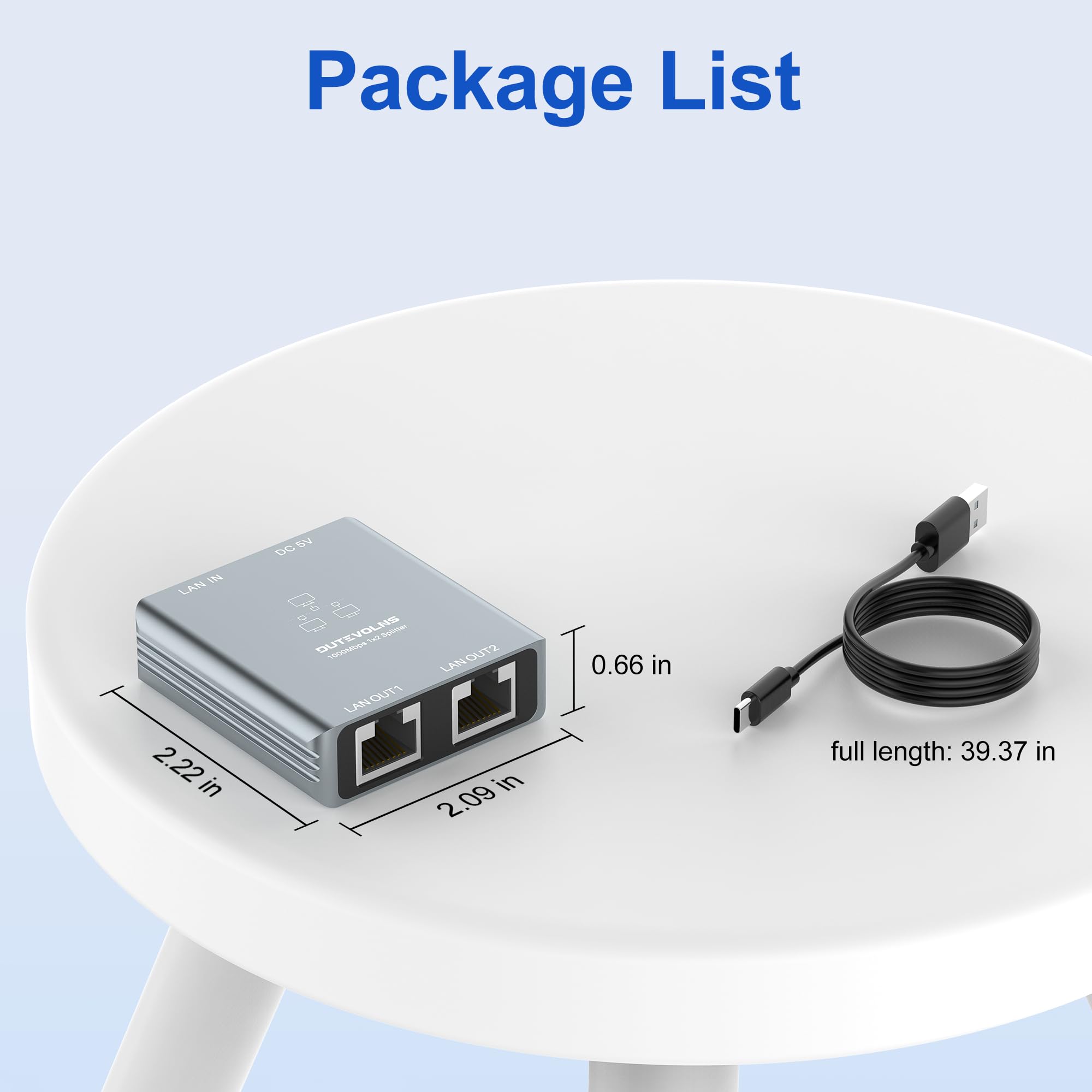 LAN 分配器 1対2、高速 1000Mbps ネットワーク 分配器 1入力2出力、ギガビット LANハブ、スイッチングハブ、LANケーブル 分岐 2台同時使用、1mの電源ケーブル付き、PC、ルーター、Cat8/7/6/5 ケーブルに対応し - 4