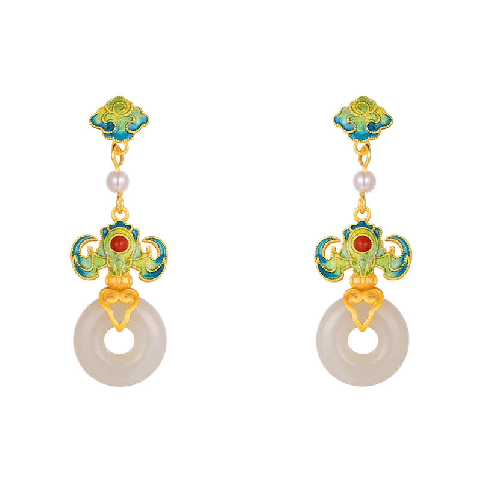 Boucles d'oreilles Hetian Jade légères anti irritation en émail - 5