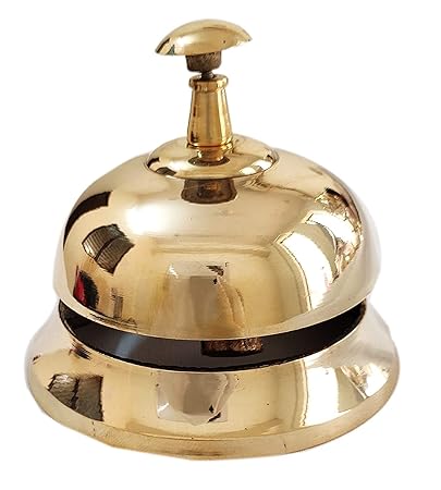 SAIFI Handicraft | Brass Table Bell Call Bell Door Calling Bell Service Desk Bell Hotel Counter Bell Ornate Solid Brass Hotel Counter Bell Officer Call Bell