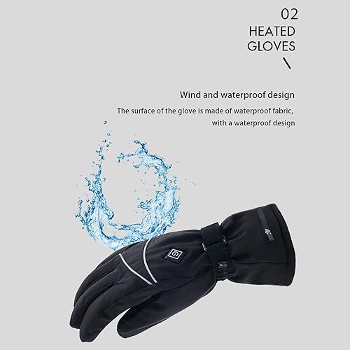 Miniatura 4 de plplaaoo Guantes calefactables, guantes térmicos con batería eléctrica para hombres y mujeres, 3 niveles de temperatura ajustable, guantes térmicos