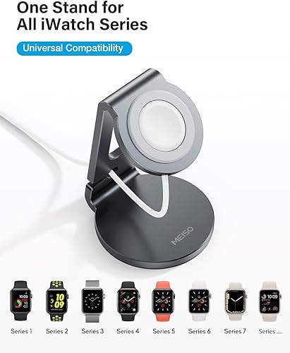 Miniatura 3 de MEISO Soporte para Apple Watch, base de carga a prueba de futuro para todas las series iWatch  Soporte resistente para Apple Watch con organización