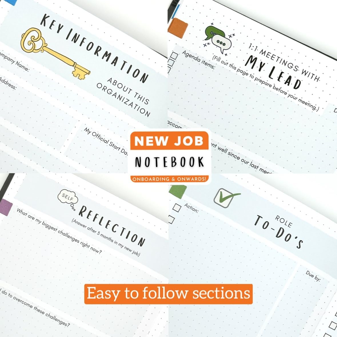Onboarding & Onwards! - Hardcover Guided Journal For Work, Business, Office Professionals Starting a Job, A5 Size (5.8 x 8.3 inch), 185 Pages, 120gsm Paper, Personal Organizer, Grey