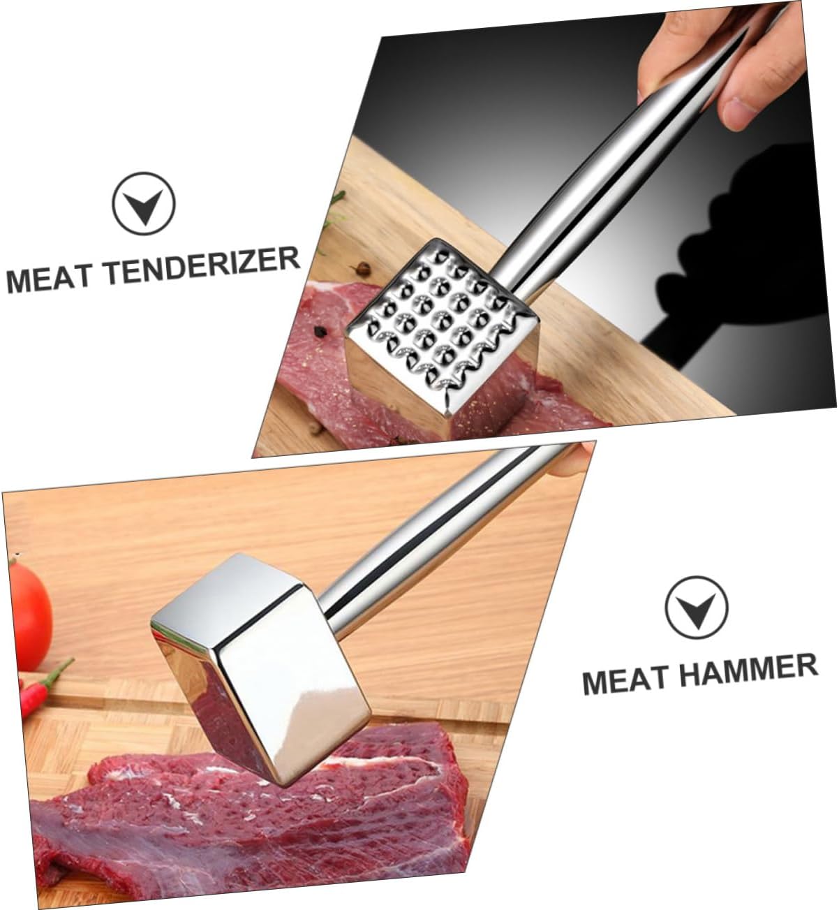1Pc Stainless Steel Meat Hammer Meat Pounder with Ergonomic Handle for Tenderizing Beef Chicken and Pork for Marinating and Cooking Meat Tenderizer Tool