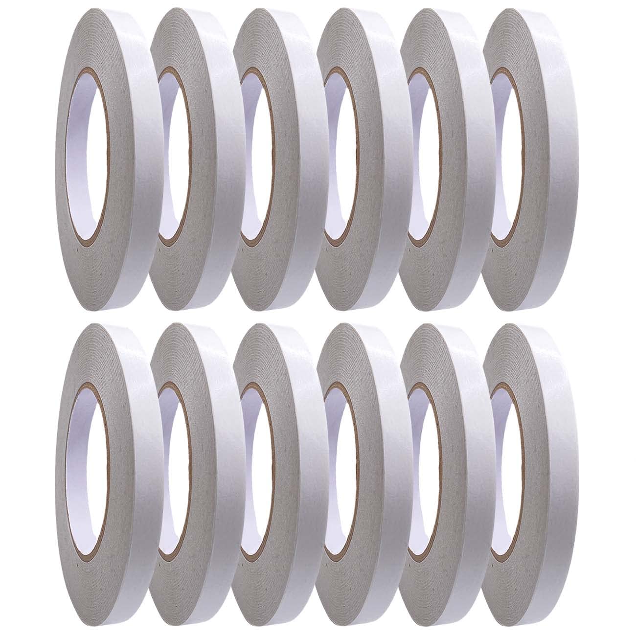 Cinta adhesiva de doble cara para manualidades y manualidades, para álbumes de recortes, sellos de goma, para hacer tarjetas, cinta de regalo (12 mm x 50 m, 12 cintas)