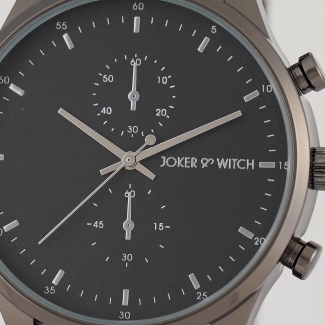 Joker & Witch Men Beetle 42mm Black Dial 20mm Gunmetal Stainless