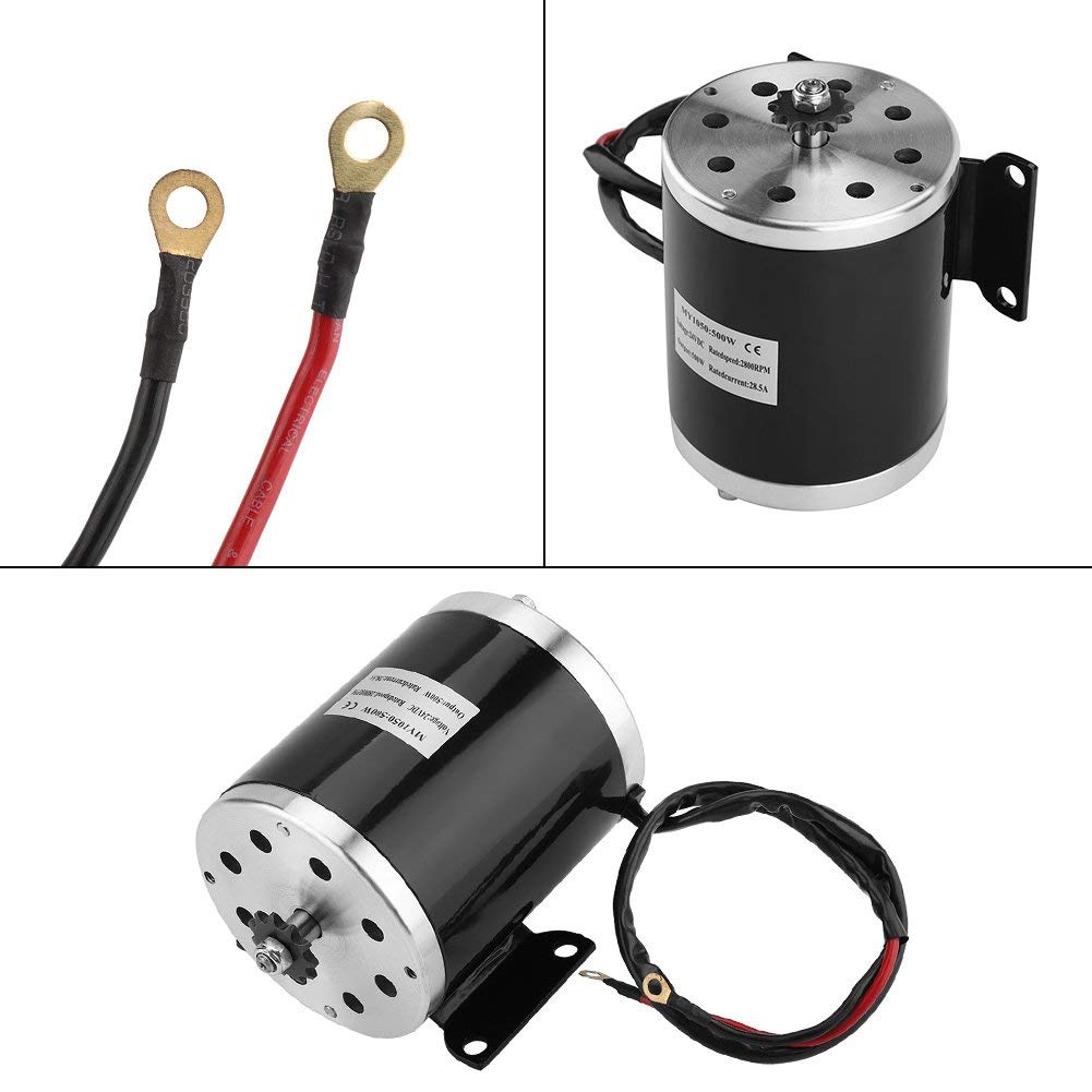 Motore DC a Magneti Permanenti 500W 24V, Motoriduttore Elettrico Reversibile Silenzioso con Staffa per Generatore Fai-da-Te Alta Velocità