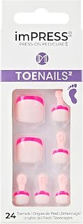 KISS imPRESS Color No Glue Pedi Press-On Toenails, Includes 24 Nails, Prep Pad, 1 Manicure Stick, 1 Mini File (Enjoy Today)