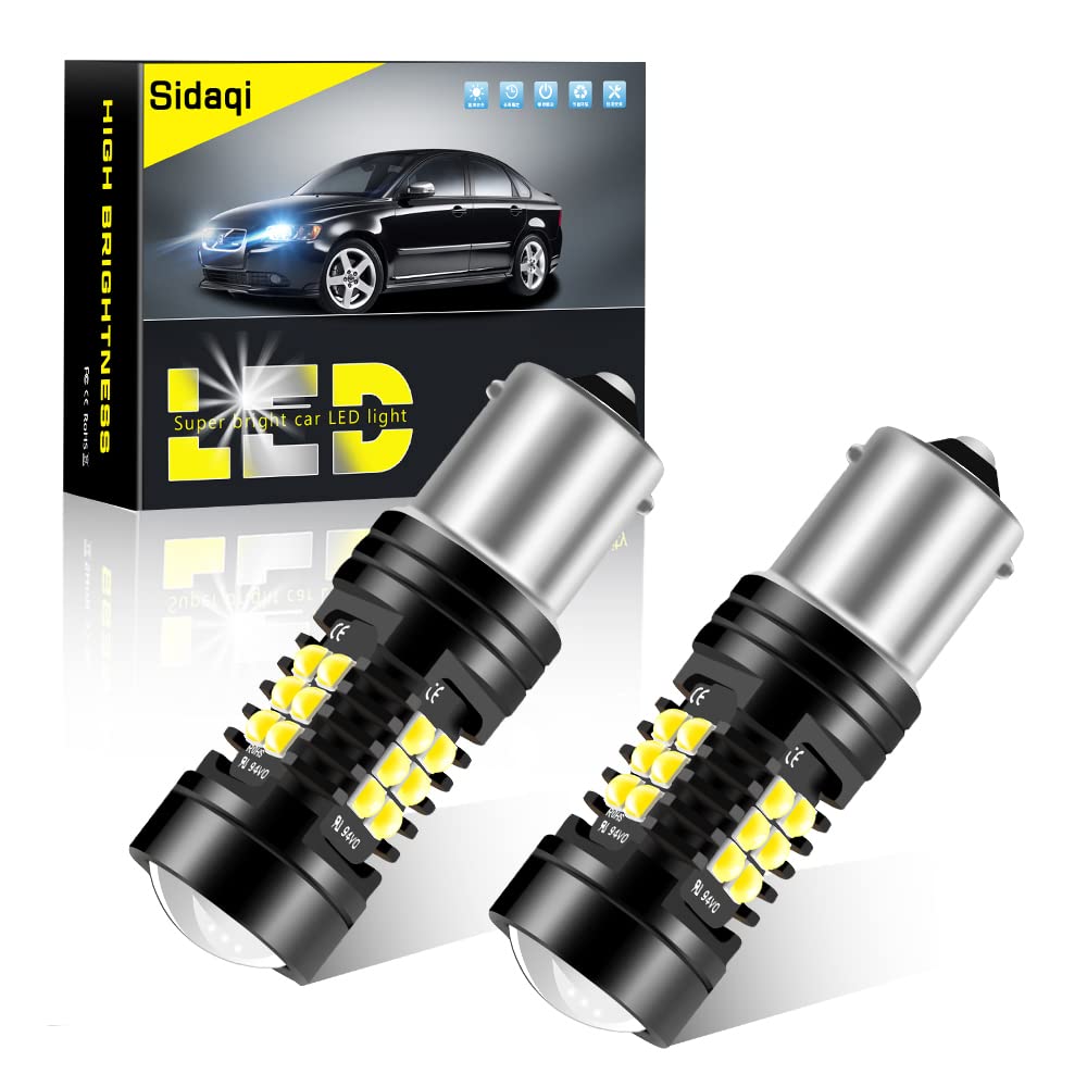 2X 1156 BA15S P21W bombilla LED luz de freno del coche luz de estacionamiento luz trasera luz antiniebla trasera 21SMD 3030 chip diseño de doble lente luz LED impermeable 12V-blanco