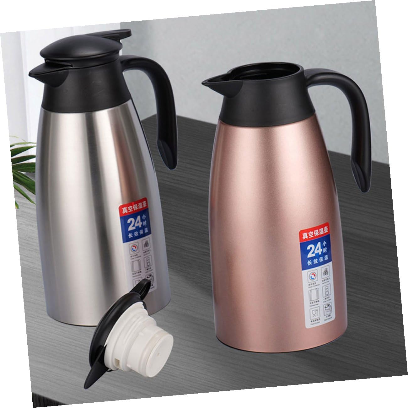 TOYANDONA Isolierte Thermoskanne Edelstahl 2l Doppelwandige Kaffeekanne Mit Henkel Für Heiße Kalte Getränke