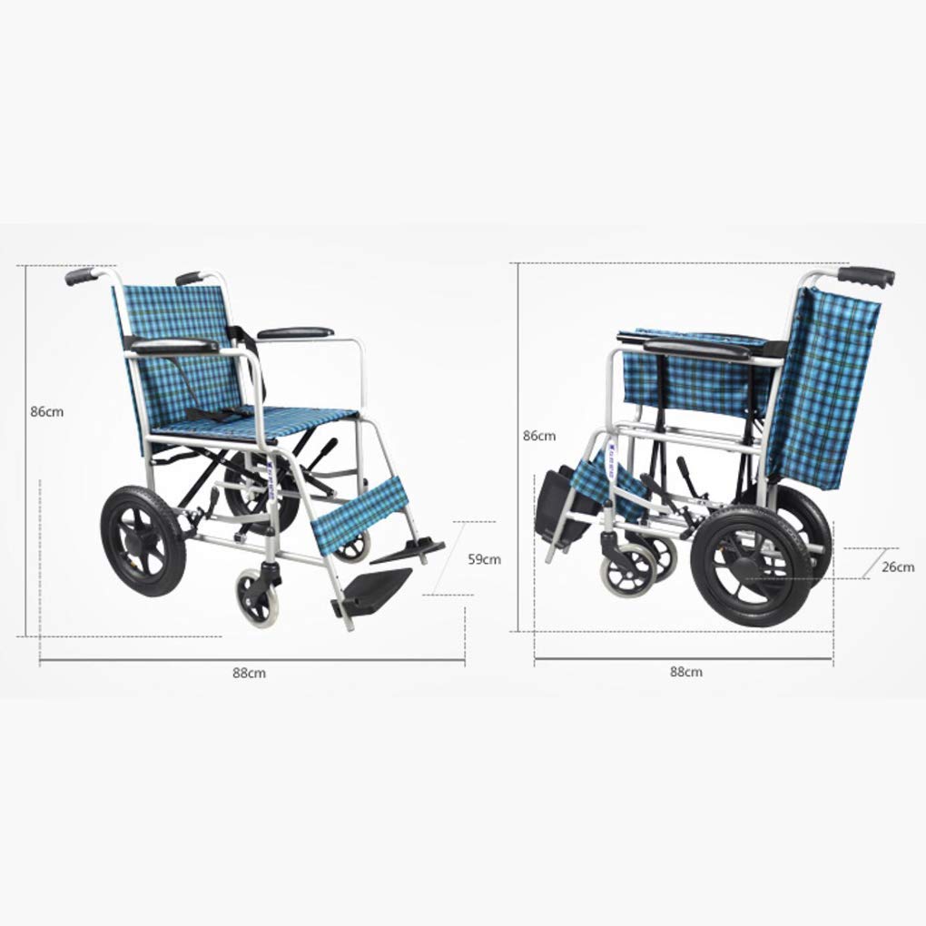 CLoxks Sedia a rotelle,Trasporto Viaggi Cameriere Portatile semovente Spingere Pieghevole Carrello Staccabile Ausili per la deambulazione