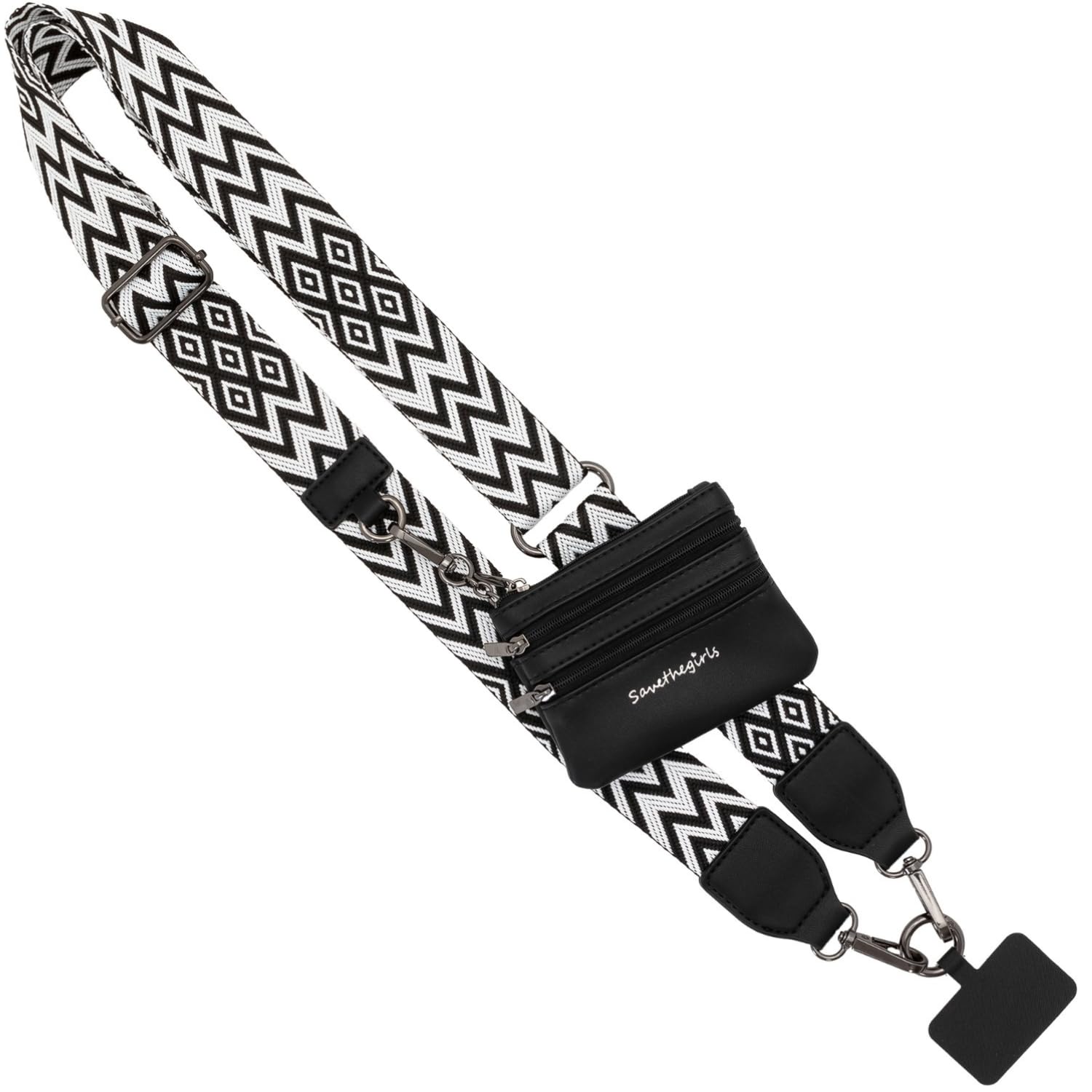 Save the Girls Original Clip and Go Phone Strap Pattern - Crossbody Phone Strap Chain with Zipper Wallet Pouch