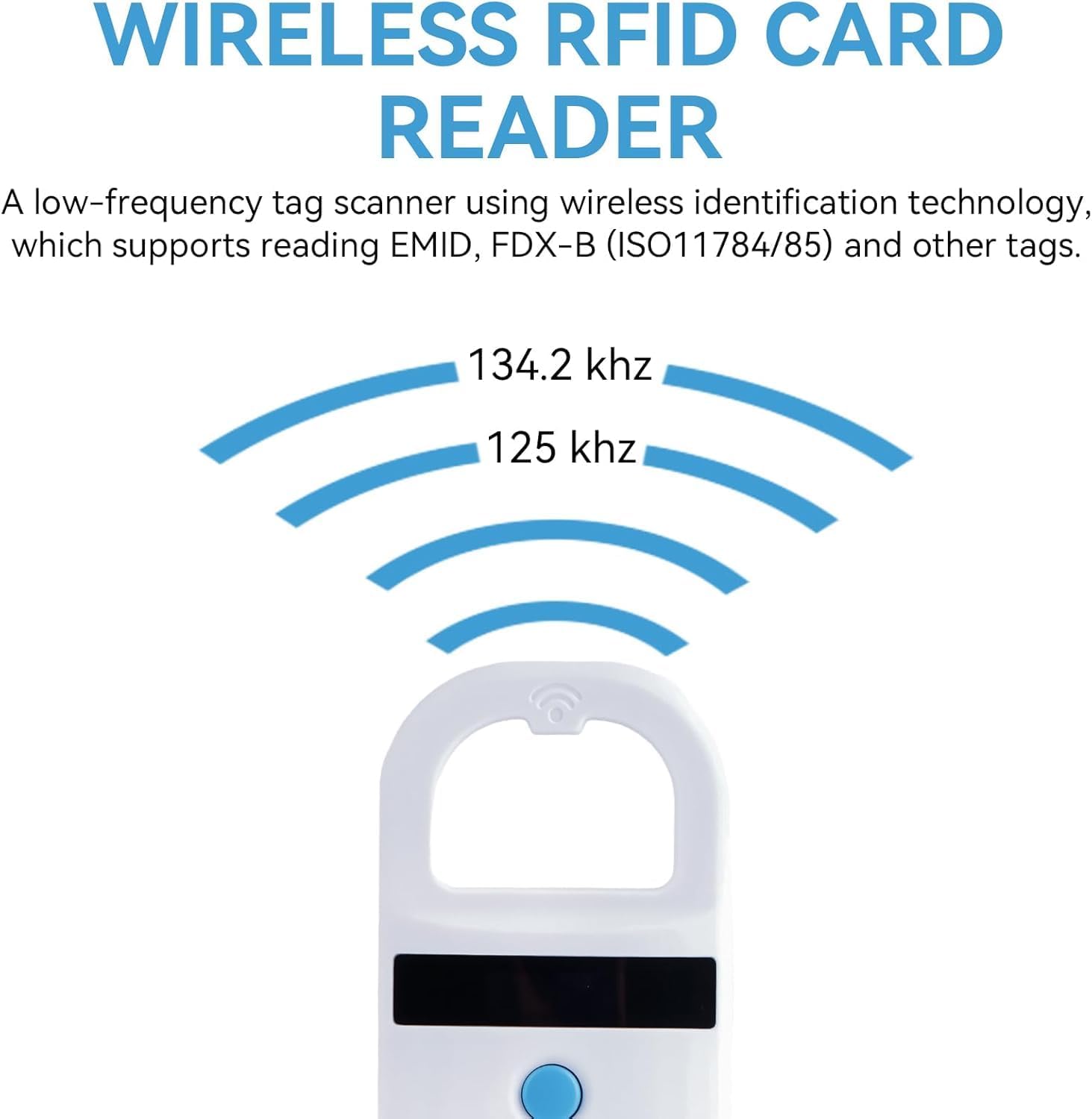 Pet Microchip Scanner, 134.2Khz/125Khz Pet Microchip Reader with OLED Display, Low Battery Alarm Animal Chip ID Scanner for FDX B(ISO11784/11785) and EMID microchips